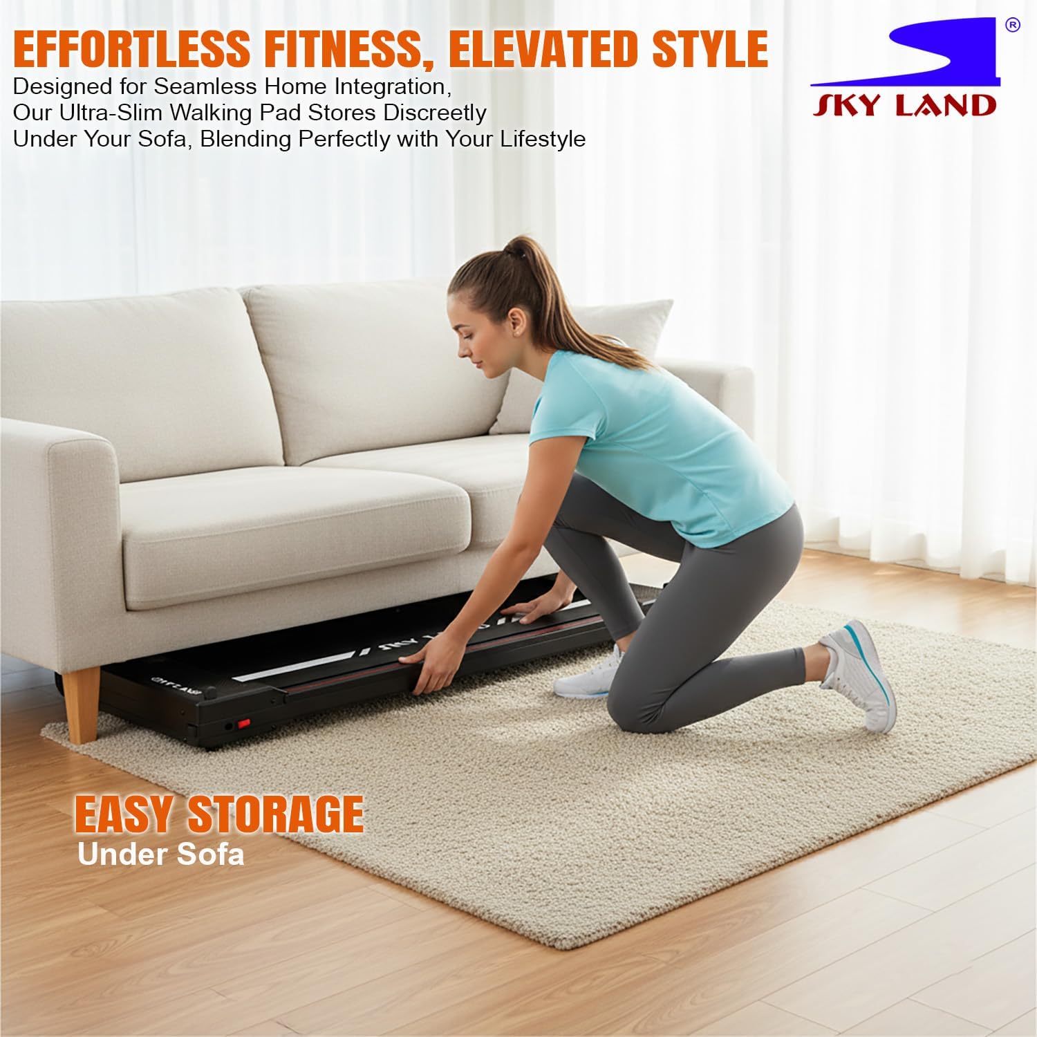 2-in-1 Walking Pad with Massager Pad, 2HP Peak Motor, LED Display, Remote Control, Dual-Side Design for Walking & Massage, Compact Slim Treadmill for Home & Office, 100KG Capacity, EM-1309 - Image 5