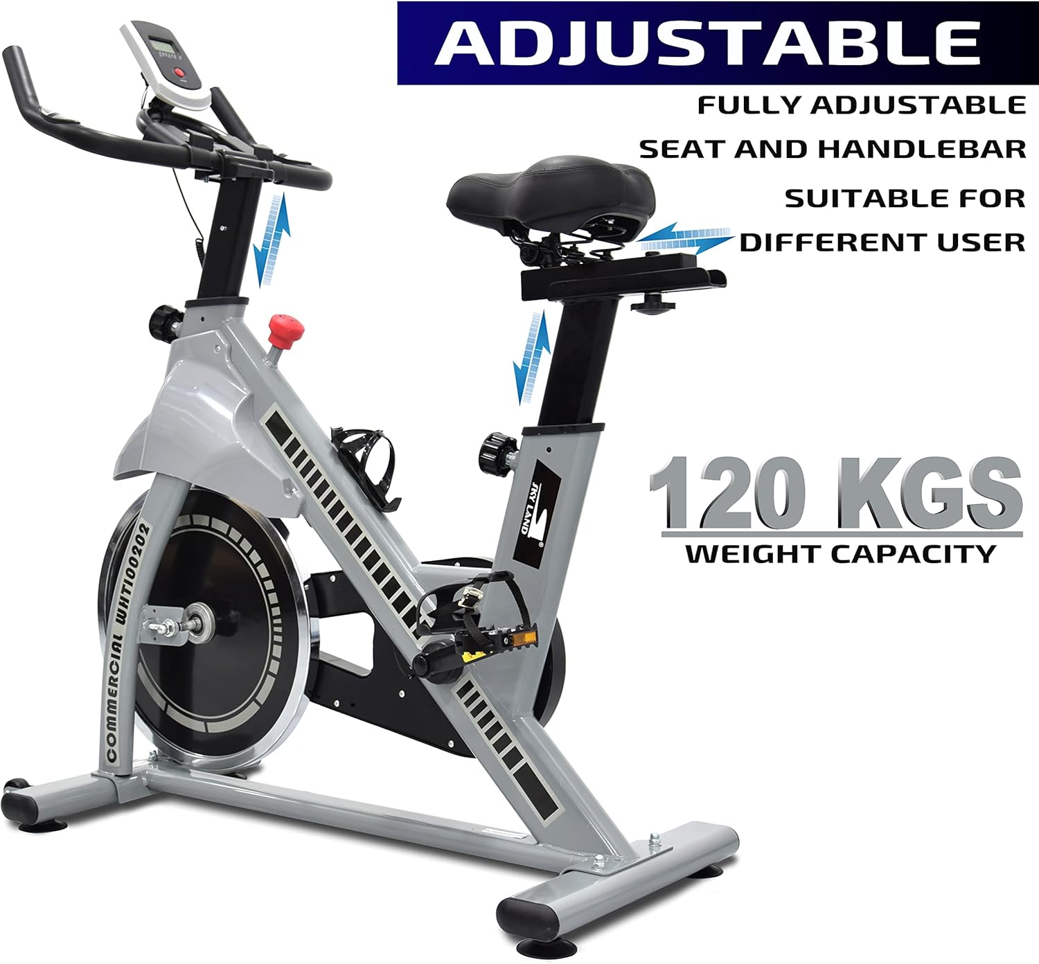 Exercise Bike for Home Cardio | Heavy-Duty Spin Bike with 28 LBS Flywheel, Adjustable Seat & Handlebar, LCD Monitor, Belt Drive Quiet Cycling Workout ?C EM-1560-W - Image 4