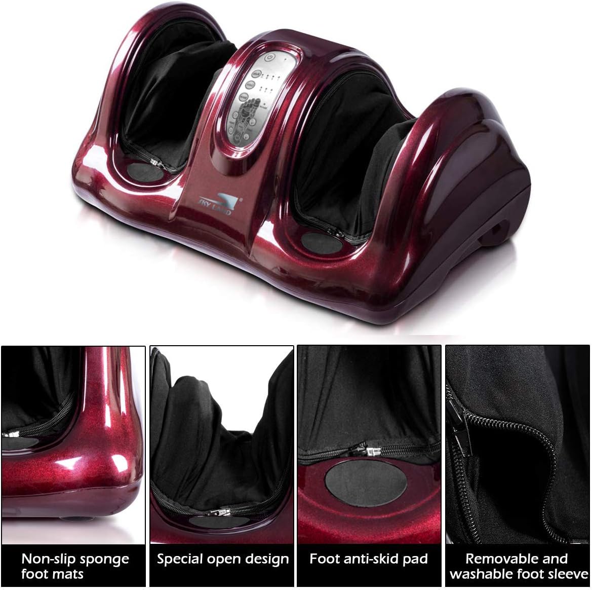 Foot Massager Machine Shiatsu Foot Massager, Therapeutic Reflexology Kneading and Rolling for Feet, Ankle, High-Intensity Rollers, Remote Control- EM-2158, Maroon - Image 5