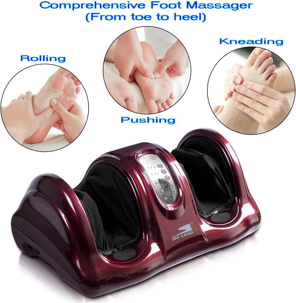 Foot Massager Machine Shiatsu Foot Massager, Therapeutic Reflexology Kneading and Rolling for Feet, Ankle, High-Intensity Rollers, Remote Control- EM-2158, Maroon - Image 6