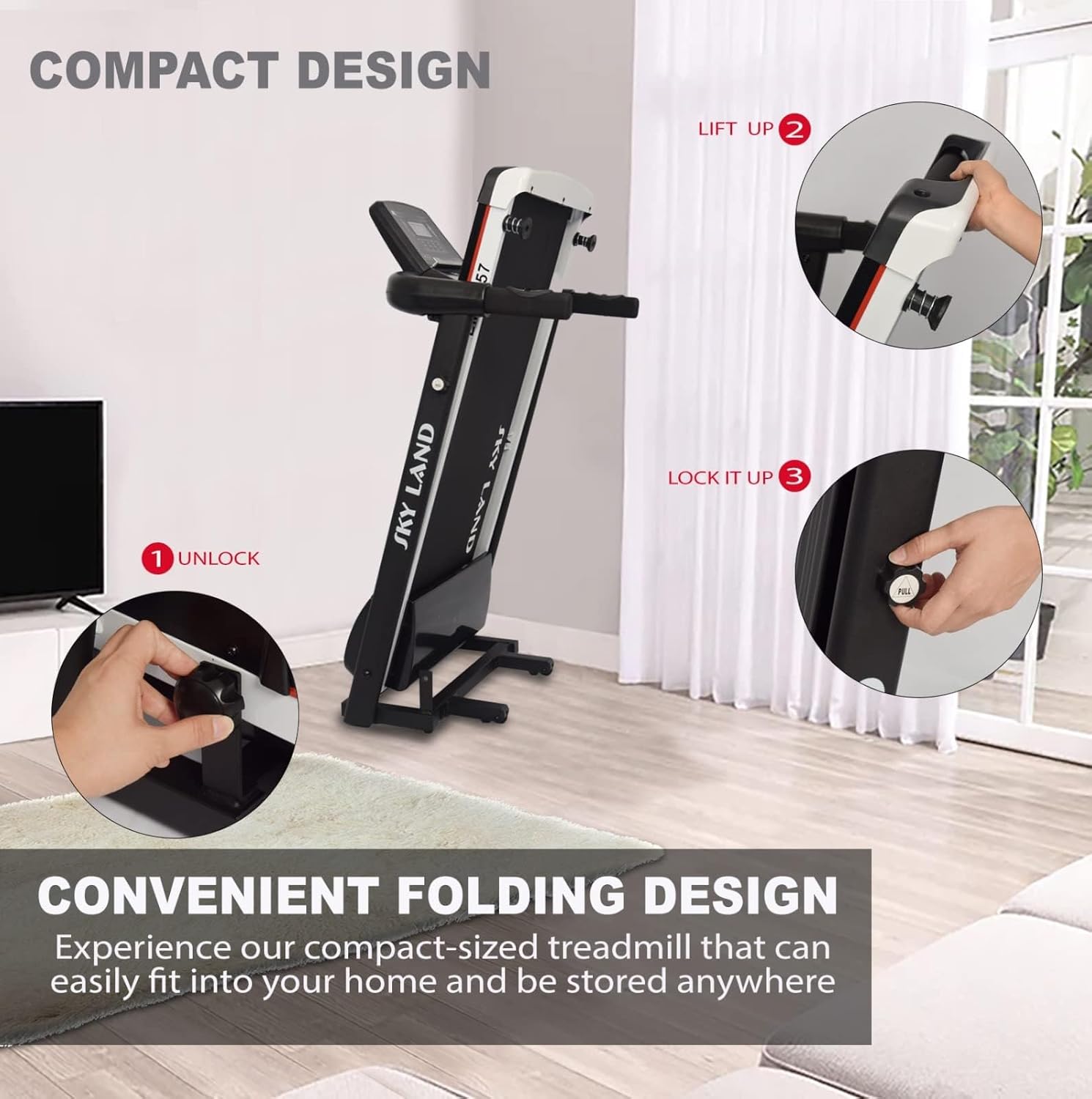 Treadmill 4 HP Peak Motor | Compact Foldable Running Machine for Home Use with FitShow App, Bluetooth Connectivity, Black EM-1257 - Image 3