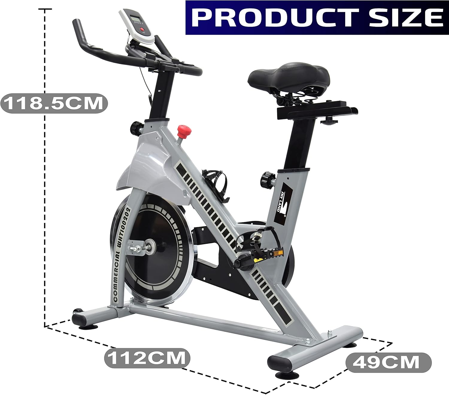 Exercise Bike for Home Cardio | Heavy-Duty Spin Bike with 28 LBS Flywheel, Adjustable Seat & Handlebar, LCD Monitor, Belt Drive Quiet Cycling Workout ?C EM-1560-W - Image 5