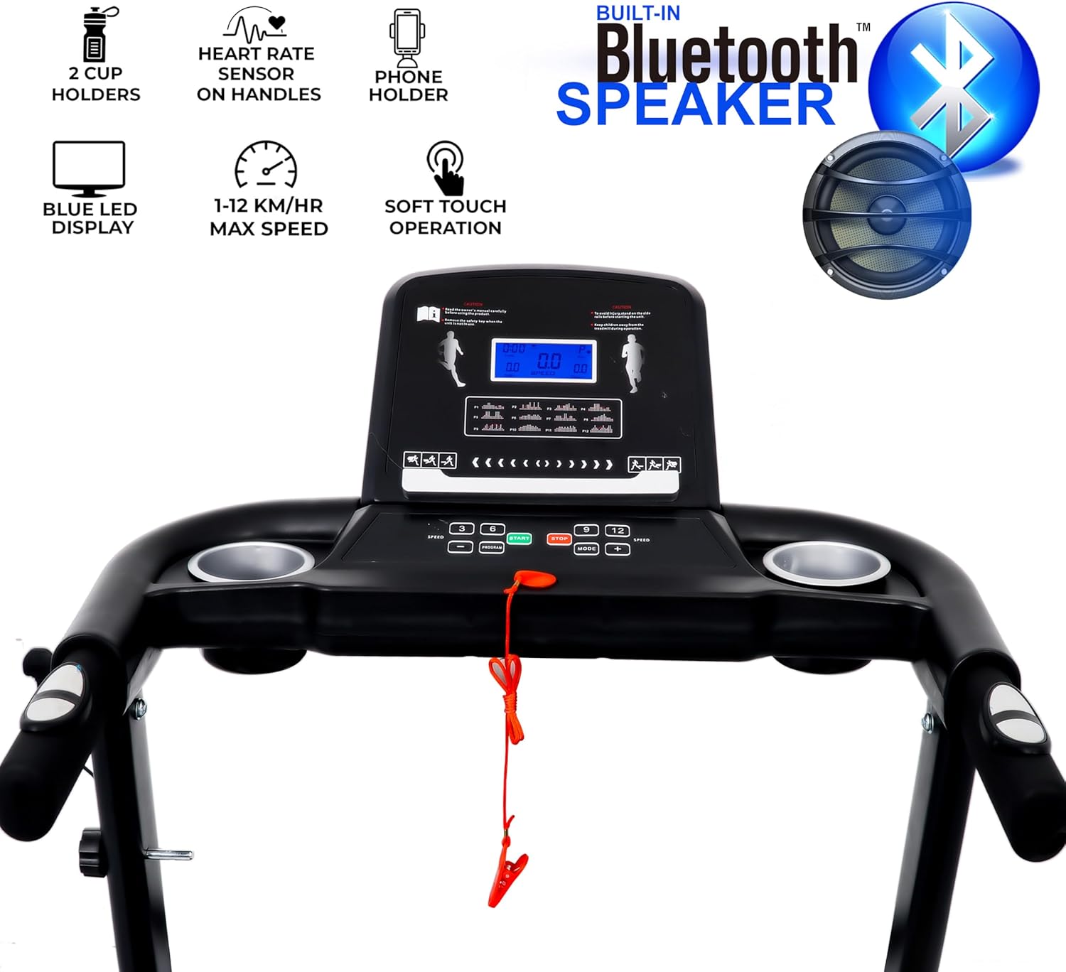 Treadmill 4 HP Peak Motor | Compact Foldable Running Machine for Home Use with FitShow App, Bluetooth Connectivity, Black EM-1257 - Image 5