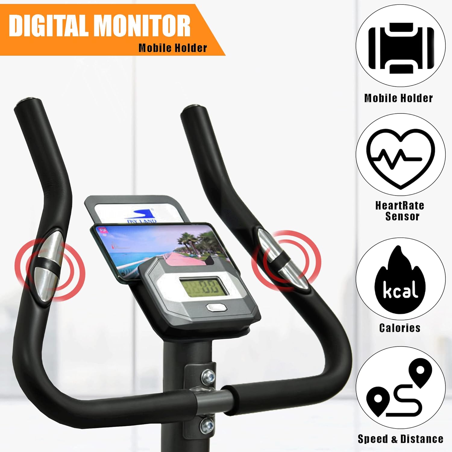Magnetic Upright Exercise Bike for Home ?C Indoor Cycling Cardio Machine with Adjustable Resistance, Digital Monitor, Heavy Duty Frame, Fitness Bike for Weight Loss & Daily Workouts EM-1555 - Image 2