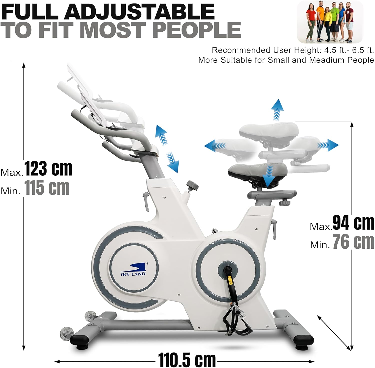 Magnetic Exercise Bike | Indoor Stationary Cycling Bike with 6KG Flywheel, 100-Level Resistance, Adjustable Seat & Handlebar, FS App & Digital Display, Home Cardio Fitness ?C EM-1566 - Image 6