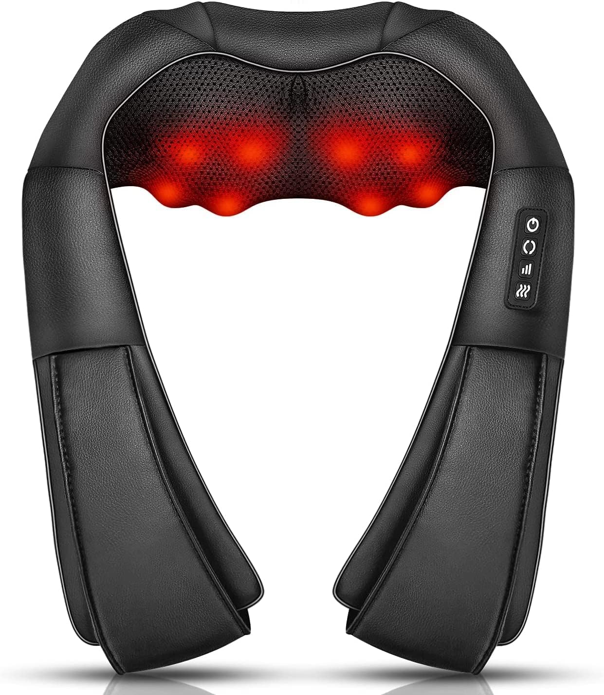 Neck and Shoulder Back Massager with Heat, Electric Vibration Deep Tissue 3D Kneading Massage Pillow for Pain Relief on Waist, Leg, Calf, Foot, Arm, Belly, Full Body, Muscles Em-6124