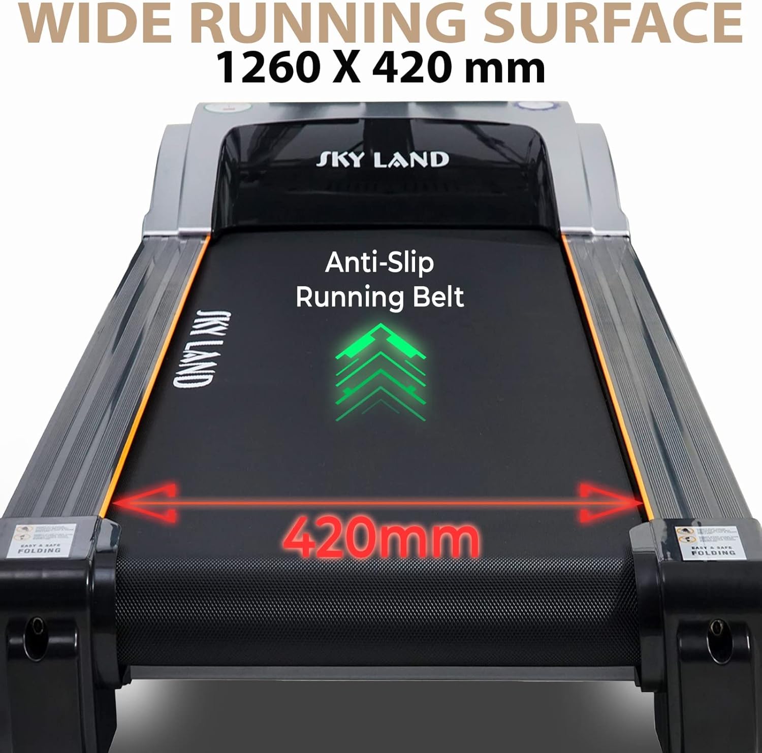 Treadmill for Home with Auto Incline, 5 HP Peak Foldable Running Machine, Home Gym Treadmill with Massage, Sit Up Bar, LCD Display, 120KG Capacity, Compact Cardio Fitness Equipment EM-1244 - Image 2