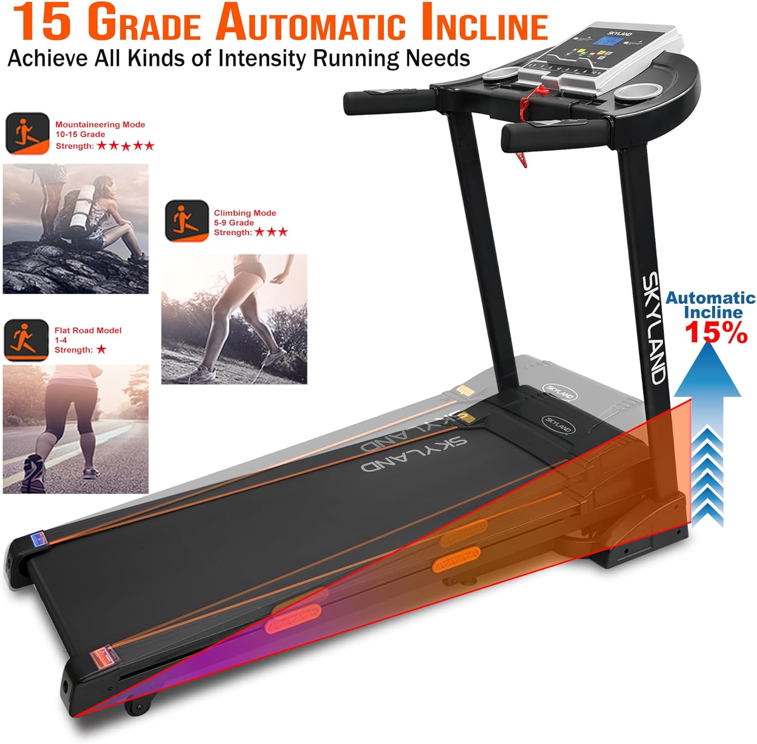 Treadmill Compact & Versatile with Built-In Bluetooth Speaker/Foldable Electric Running Machine for home and Office/Automatic Incline/Durable Belt for Safe Workouts-EM-1297 - Image 2