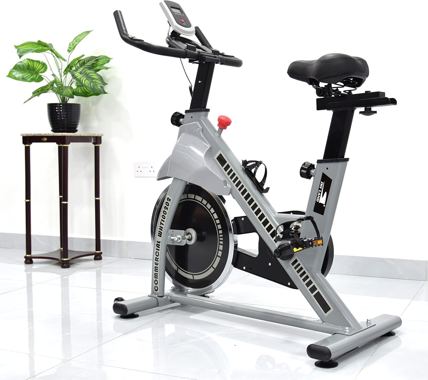 Exercise Bike for Home Cardio | Heavy-Duty Spin Bike with 28 LBS Flywheel, Adjustable Seat & Handlebar, LCD Monitor, Belt Drive Quiet Cycling Workout ?C EM-1560-W - Image 8