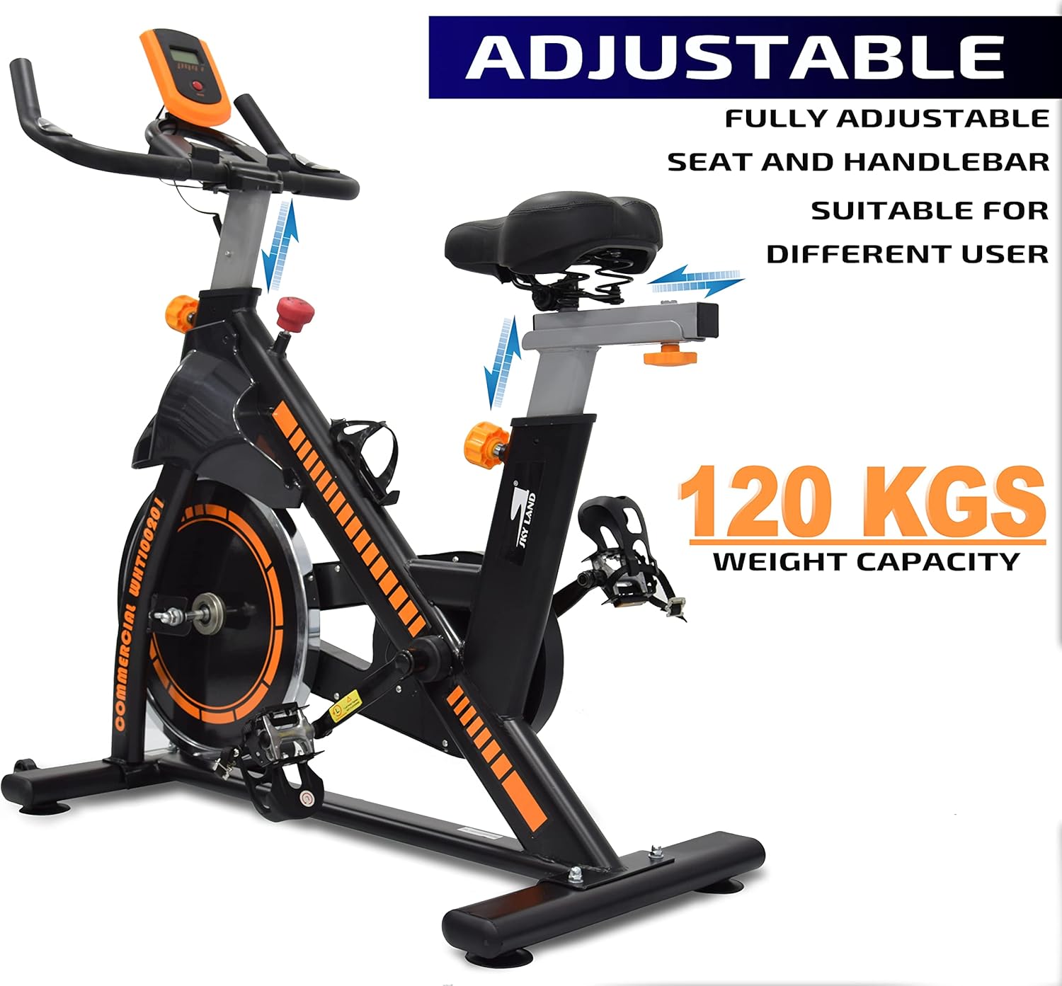 Exercise Bike for Home Cardio | Heavy-Duty Spin Bike with 28 LBS Flywheel, Adjustable Seat & Handlebar, LCD Monitor, Belt Drive Quiet Cycling Workout ?C EM-1560-O - Image 4