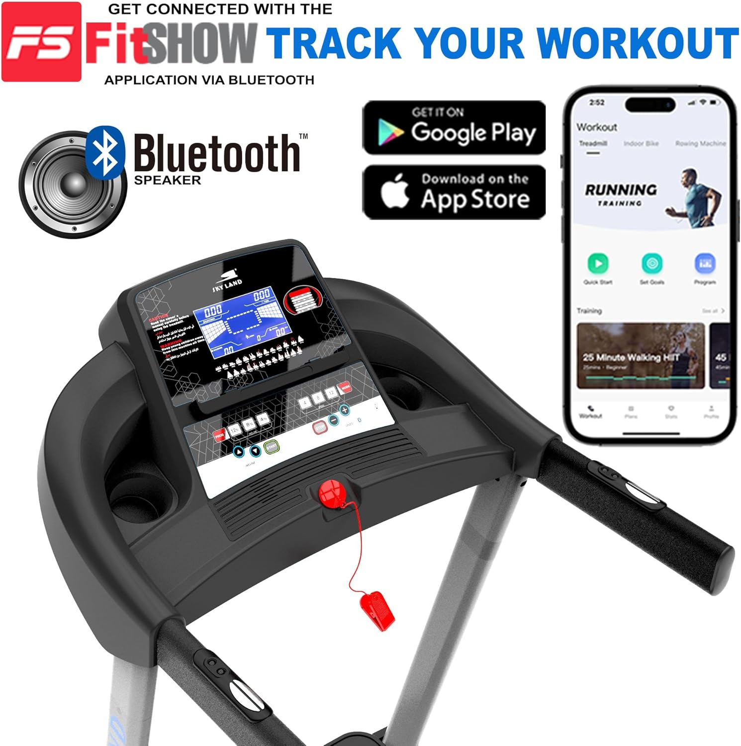 Foldable Treadmill | 3.0 HP DC Motor (6.0 HP Peak), 125kg Capacity, 1?C18 KM/H, 18-Level Auto Incline, Bluetooth Speaker, LCD Display Running Machine for Home & Office Gym EM-1268 - Image 5