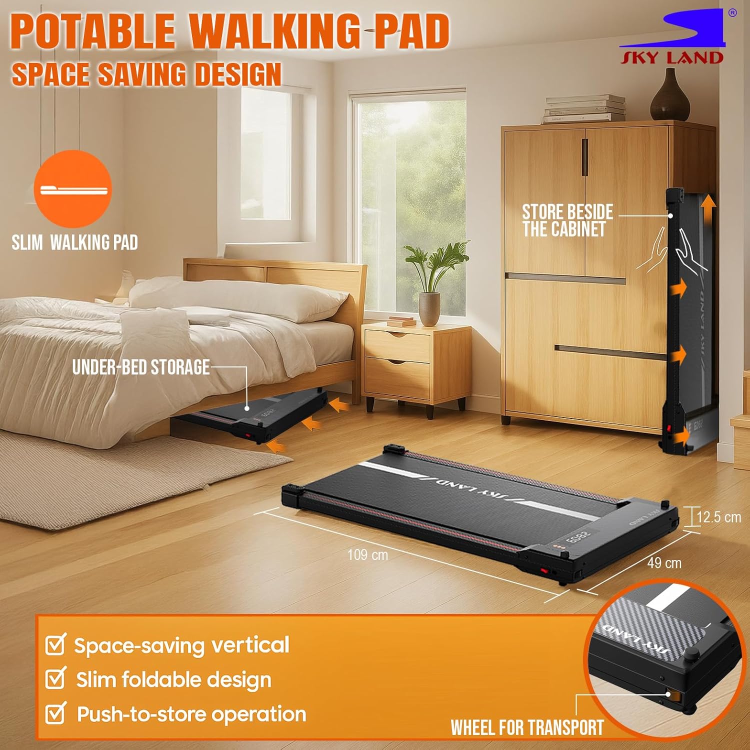 2-in-1 Walking Pad with Massager Pad, 2HP Peak Motor, LED Display, Remote Control, Dual-Side Design for Walking & Massage, Compact Slim Treadmill for Home & Office, 100KG Capacity, EM-1309 - Image 3