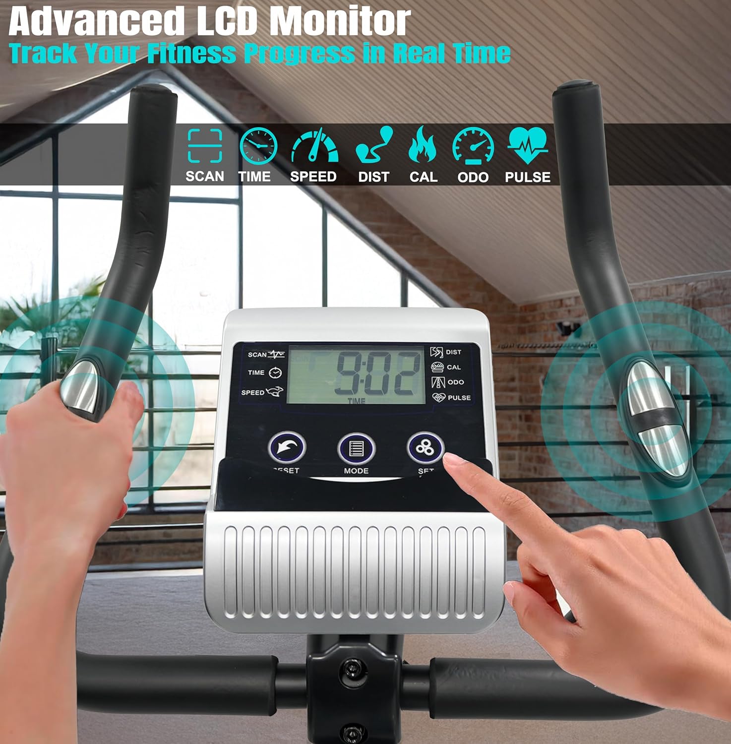 Upright Bike ?C Magnetic Exercise Bike, Elegant Black & Silver Design, 8-Level Resistance,5KG 2-Way Flywheel, Digital Display, FitShow App, Portable Home Gym, Max User Weight 100KG - Image 3