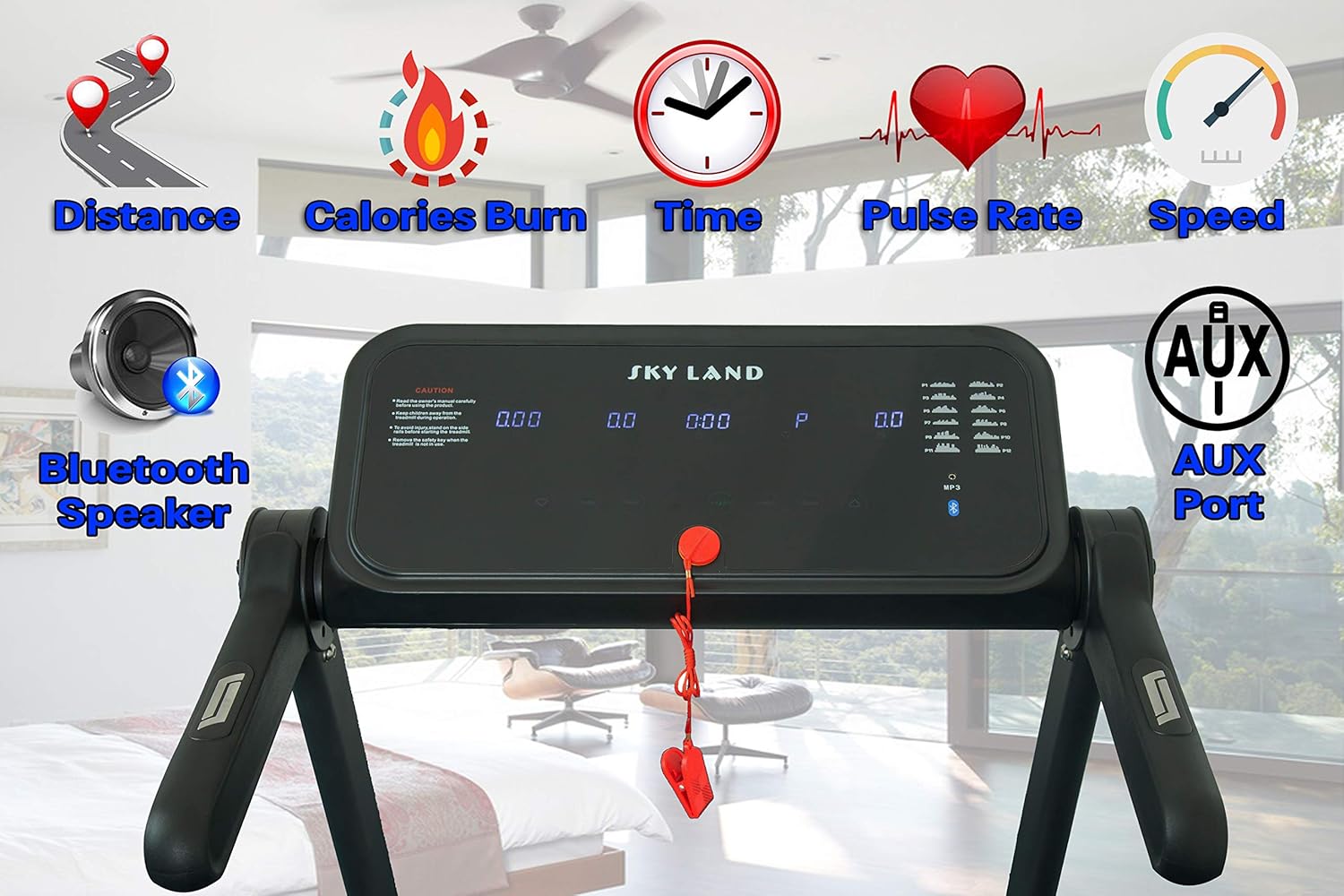Foldable Home Treadmill | 4 HP Peak Motor, 12 km/h Speed, 12 Programs | Compact Running Machine for Home Gym with LCD Display & MP3 Speakers | Max User Weight 100KG EM-1280 - Image 3