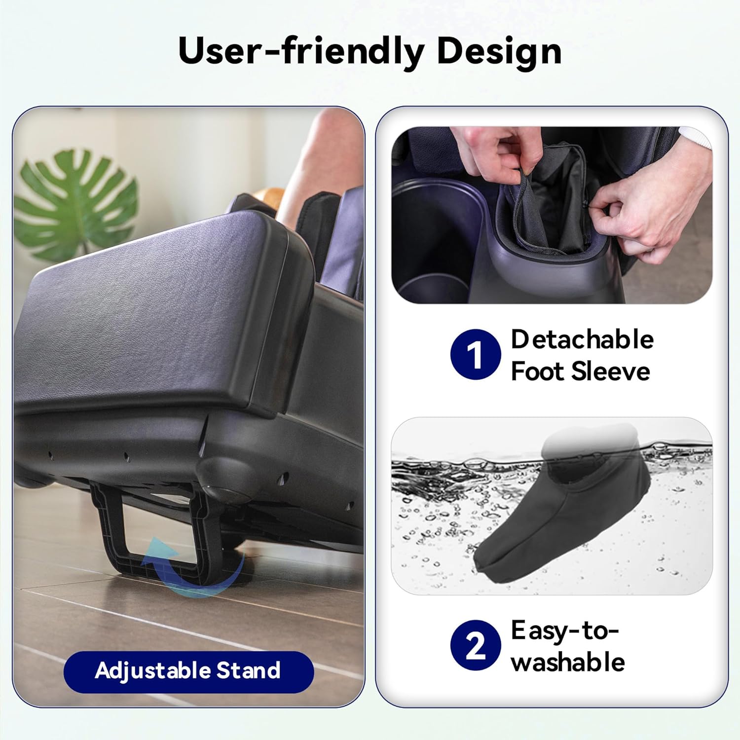 2-in-1 Foot and Calf Massager with Heat, Compression, Vibration & Kneading, Shiatsu Massage Ottoman for Feet, Legs, and Ankle Pain Relief & Relaxation, Fits Men??s EU Size 47 - Image 4