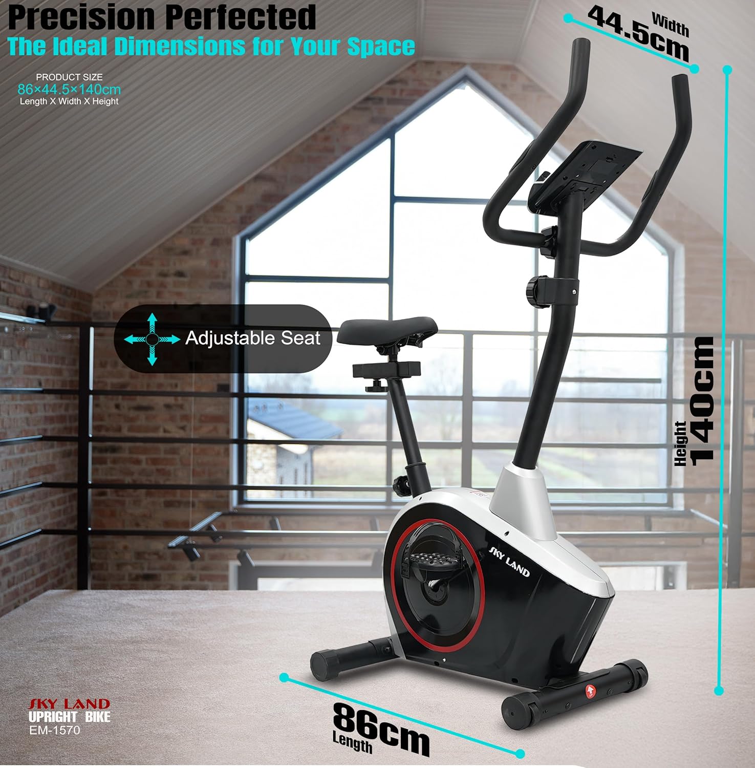 Upright Bike ?C Magnetic Exercise Bike, Elegant Black & Silver Design, 8-Level Resistance,5KG 2-Way Flywheel, Digital Display, FitShow App, Portable Home Gym, Max User Weight 100KG - Image 6