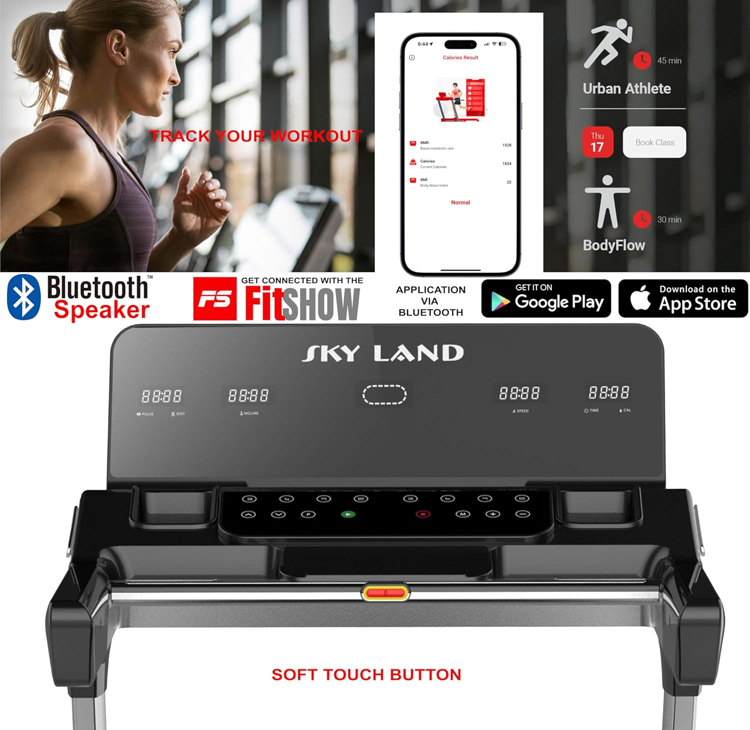 Treadmill Auto Incline Running Machine 5.0HP Peak Motor Bluetooth App Sync, Treadmill Foldable Design 130KG Capacity Wide Belt Home Gym Fitness EM-1205 - Image 2