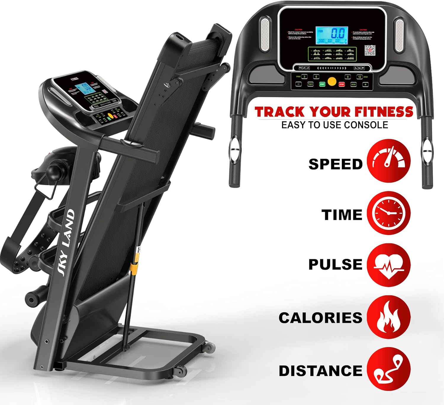 Treadmill With 4Hp Peak Motor | Compact Foldable Running Machine For Home With 3 Level manual incline, Treadmill With Massager Em-1279 - Image 2