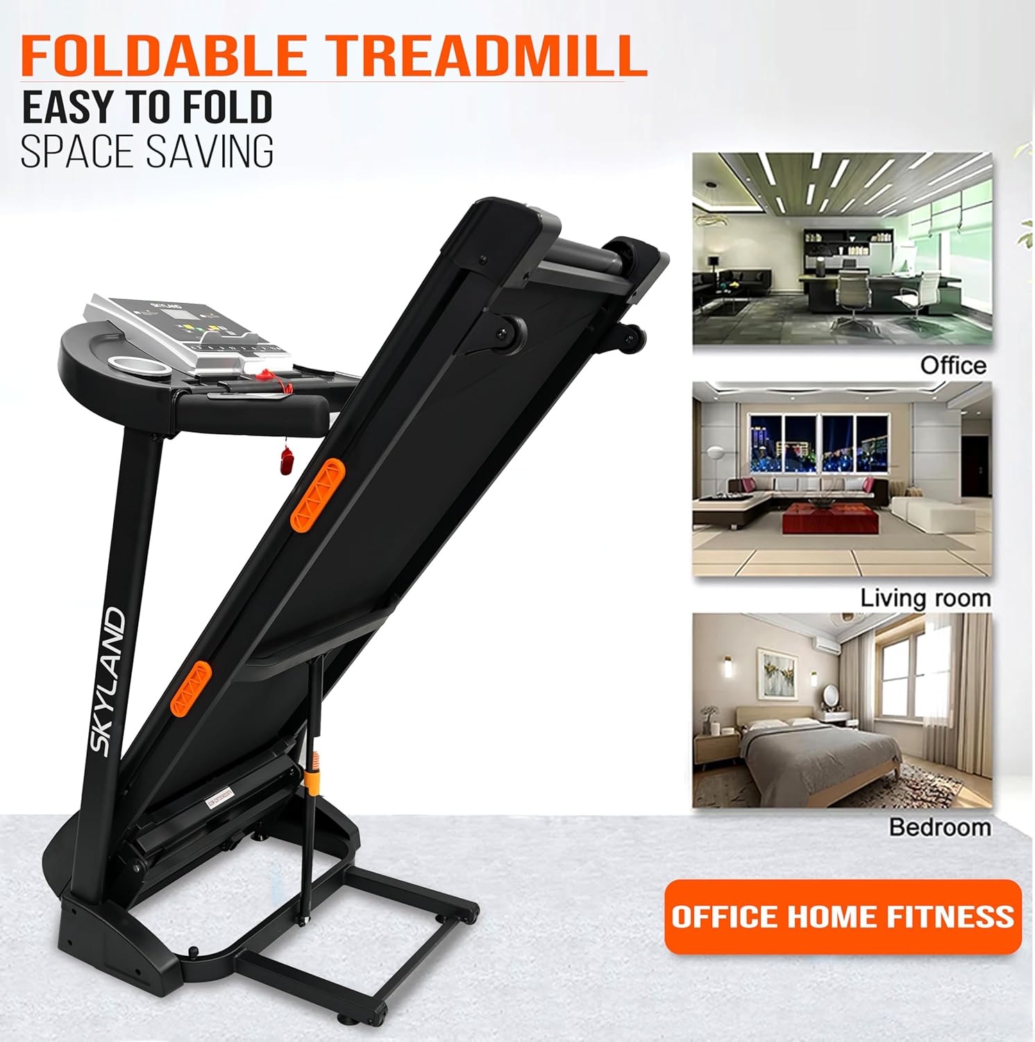 Treadmill Compact & Versatile with Built-In Bluetooth Speaker/Foldable Electric Running Machine for home and Office/Automatic Incline/Durable Belt for Safe Workouts-EM-1297 - Image 3