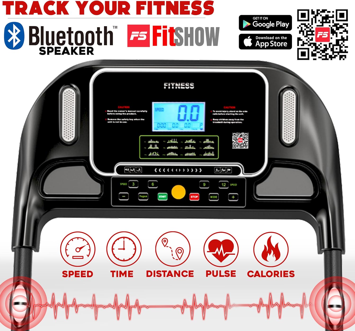 Treadmill With 4Hp Peak Motor | Compact Foldable Running Machine For Home With 3 Level manual incline, Treadmill With Massager Em-1279 - Image 7