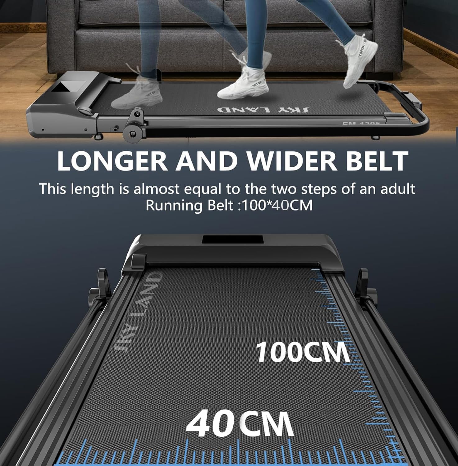 EM-1305 Walking Pad 2HP Under Desk Treadmill, Foldable Compact Walking Machine 1?C12 KM/H with LED Display & Remote Control, Slim Home Office Walking Pad Treadmill for Daily Cardio & Fitness - Image 5