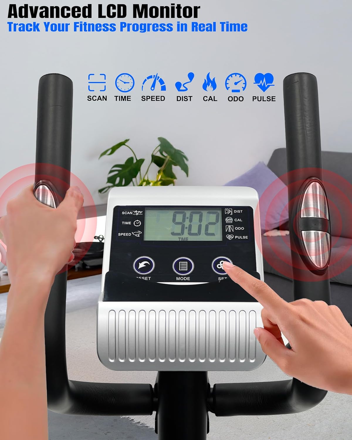 Magnetic Elliptical Cross Trainer Bike | 8-Level Magnetic Resistance | LED Display | FitShow App | Home Gym Cardio Workout | Quiet & Smooth Motion | Seat Included | 100Kg Capacity EM-1572 - Image 4