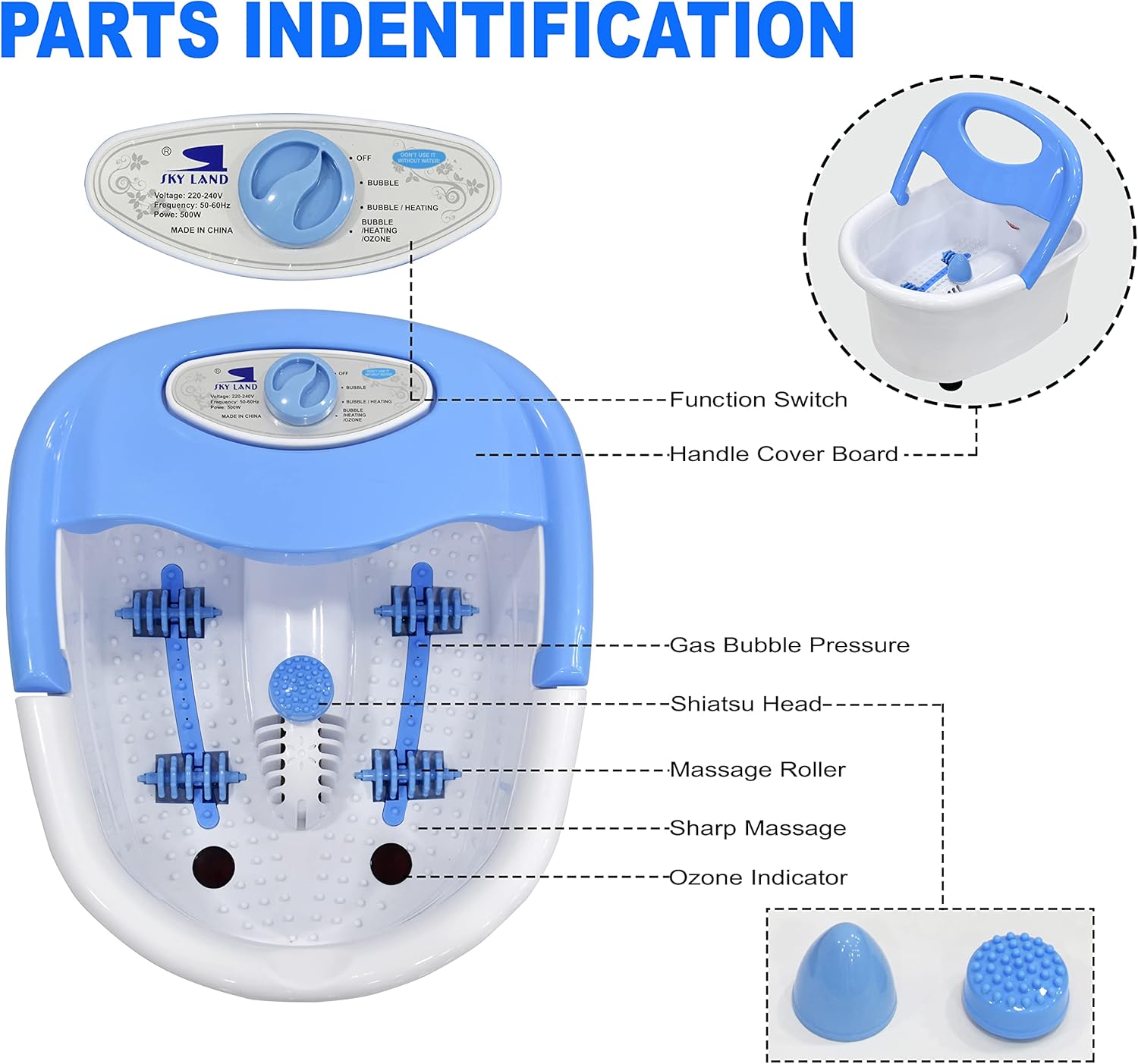 Foot Spa & Massager, Electric Heated Foot Bath with Bubbles, Shiatsu Massage Rollers, Ozone & Infrared Therapy, Relaxation & Pain Relief for Tired Feet at Home EM-2175 - Image 4