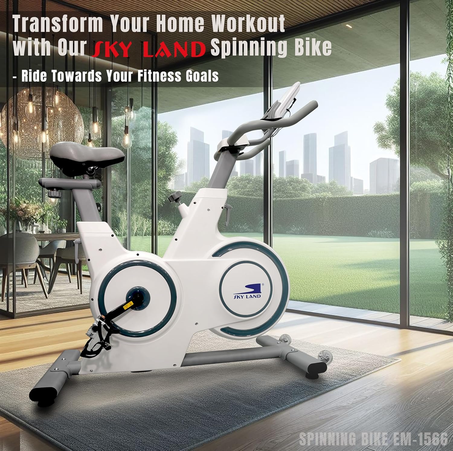 Magnetic Exercise Bike | Indoor Stationary Cycling Bike with 6KG Flywheel, 100-Level Resistance, Adjustable Seat & Handlebar, FS App & Digital Display, Home Cardio Fitness ?C EM-1566 - Image 3