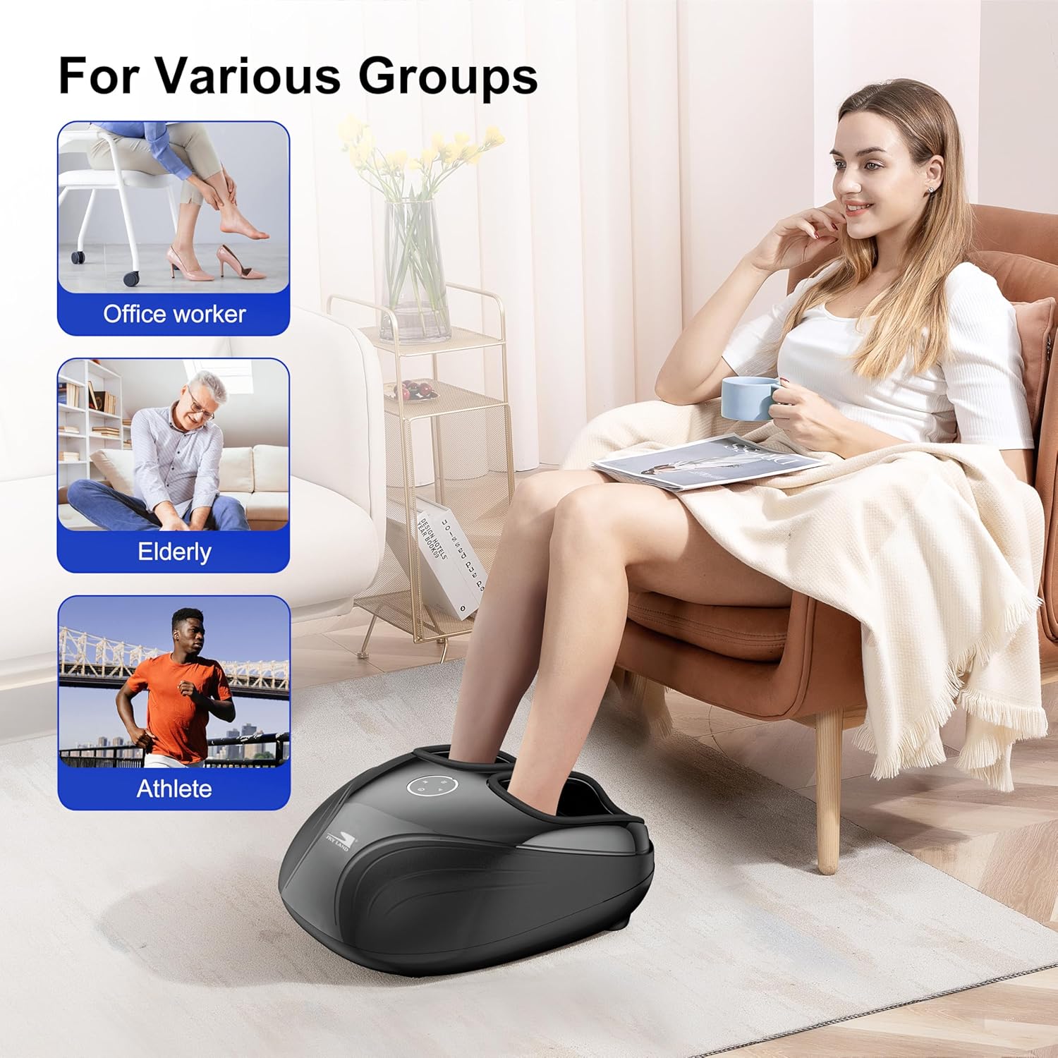 Shiatsu Foot Massager Machine with Heat, Electric Feet Massager for Pain Relief & Circulation, Deep Kneading, Air Compression, Relaxation for Home & Office, Fits Up to EU Size 45 EM-2195 - Image 5